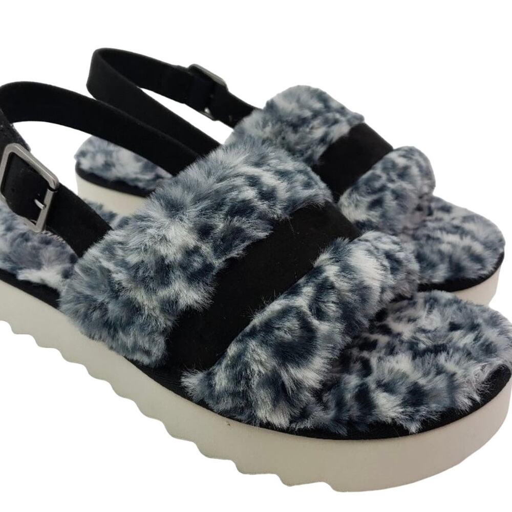 NWB UGG Koolaburra Sz 10 Faux Leopard Fur "Fuzz'd Out" Sandals/Slippers